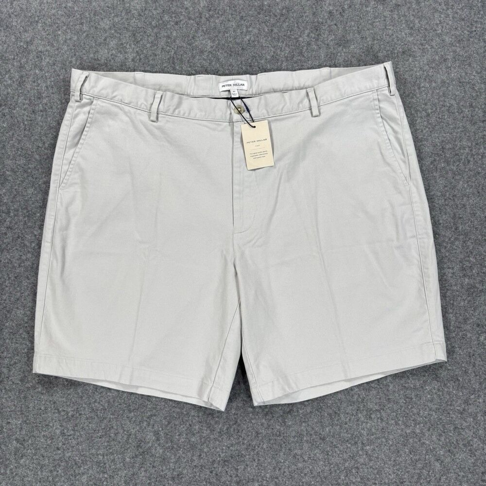 Peter Millar Crown Shorts Men's 42 Light Grey ME0B05 Flat Front Chino Casual NWT